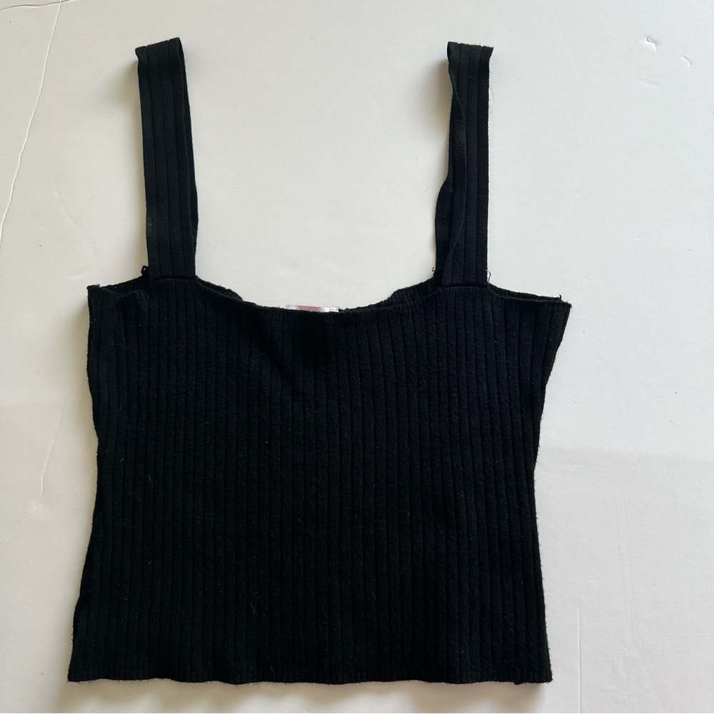 Black Ribbed Women's Top